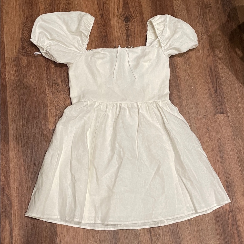 Reformation Malvina Linen Puff Sleeve Minidress - Picture 4 of 8
